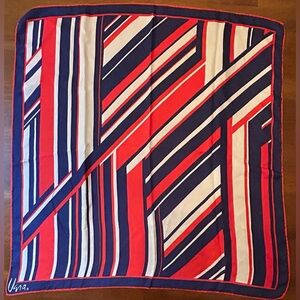 Vintage Vera Neumann Silk Scarf Red White Blue Patriotic EXCELLENT CONDITION!
